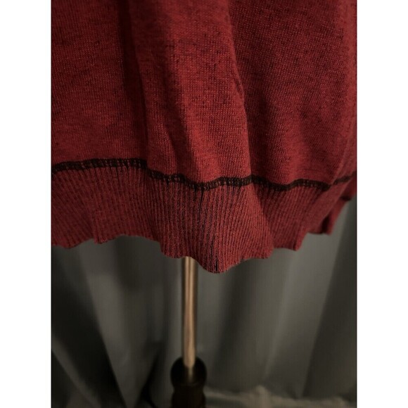 Carbon Size Large Maroon Quarter Zip Mock Neck Long Sleeve Men's Sweater Ribbed - Picture 3 of 6